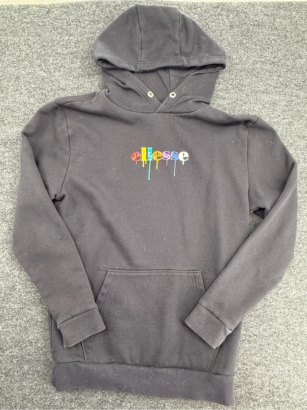Ellesse Black Hoodie with Multicolor Drip Logo